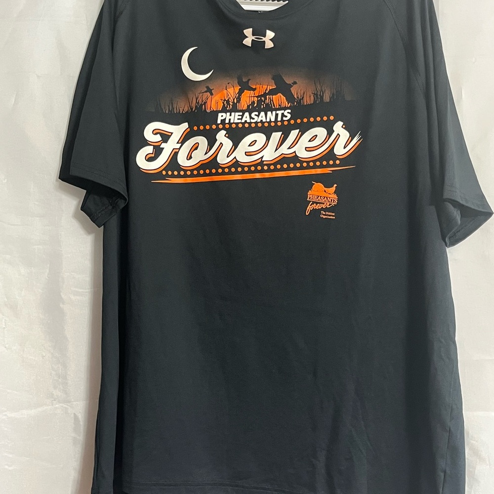 Under Armour Black Tee with Orange Pheasants Graphic Loose Fit Sz 2X
